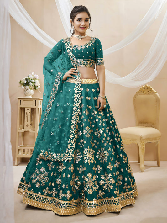 ✨ Emerald Green Zari Embroidered Lehenga ✨