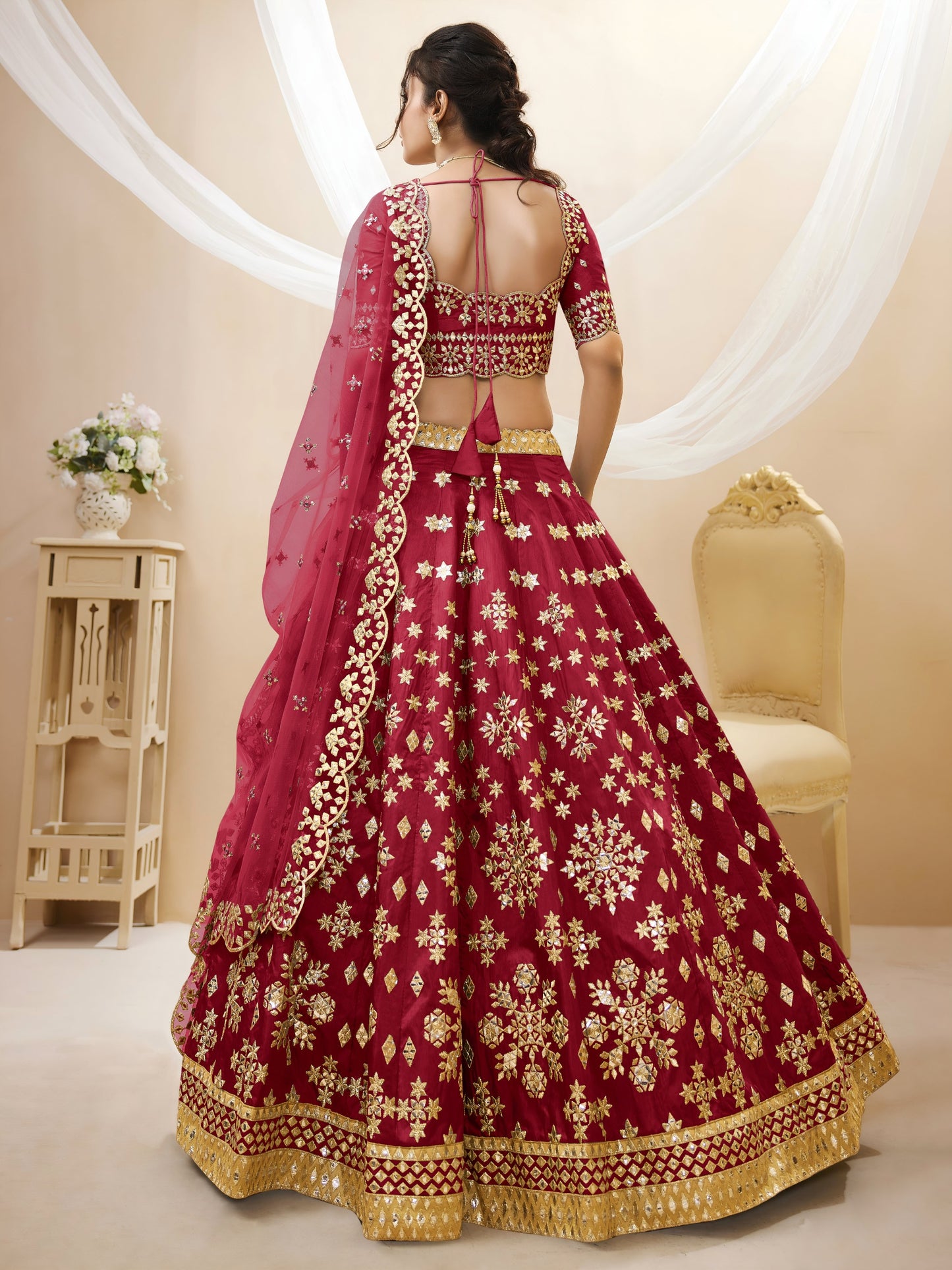 💜 Red Foil Mirror Lehenga Choli 💜