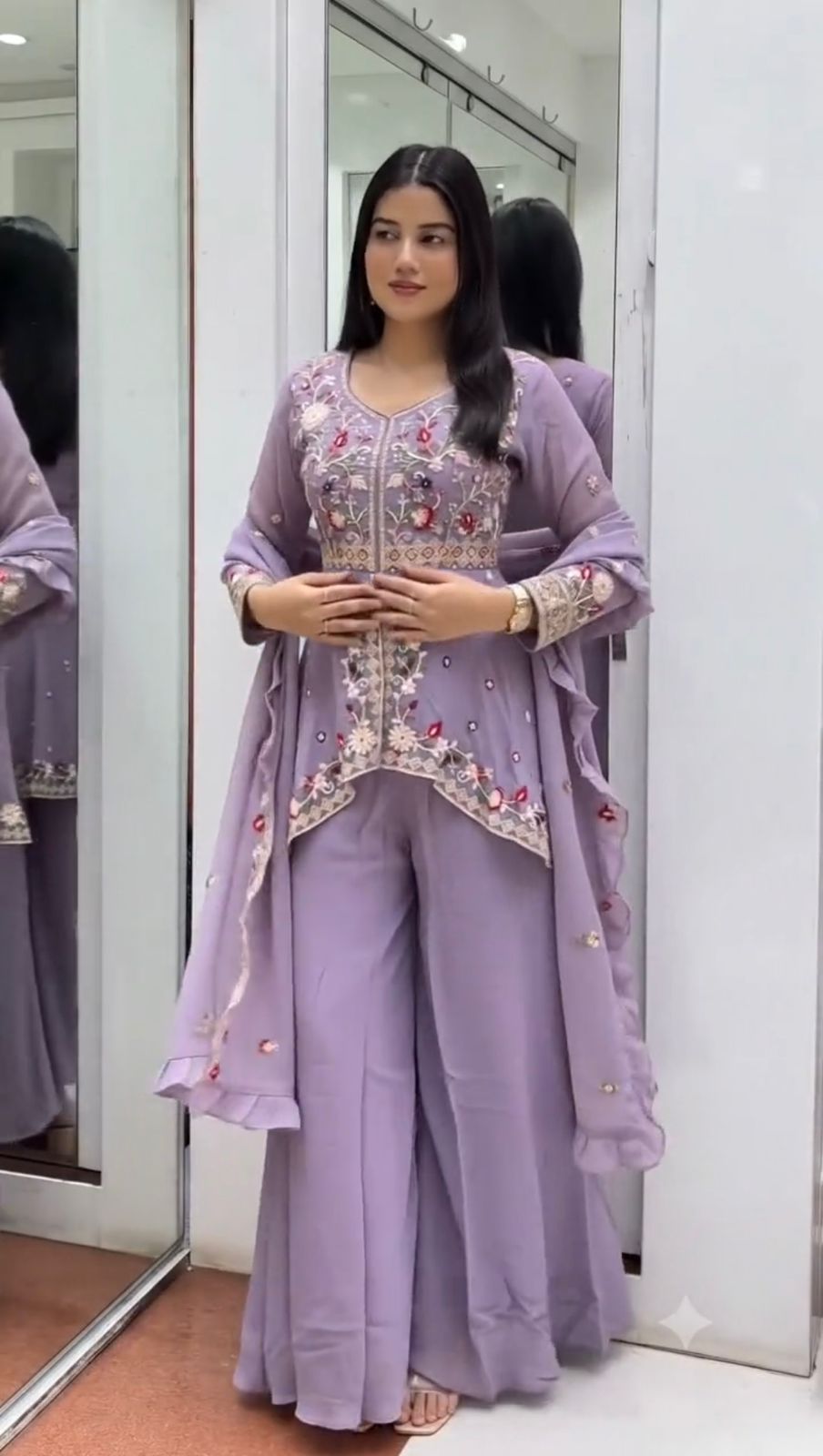 ✨ EXCLUSIVE AND TRENDY FOR WEDDING SEASON OUR SEQUENCE EMBROIDERED TOP, PLAZZO AND DUPATTA✨