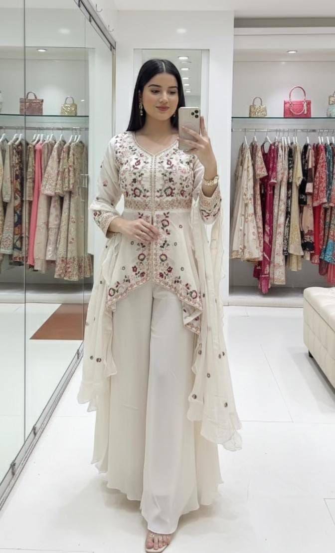 ✨ EXCLUSIVE AND TRENDY FOR WEDDING SEASON OUR SEQUENCE EMBROIDERED TOP, PLAZZO AND DUPATTA✨