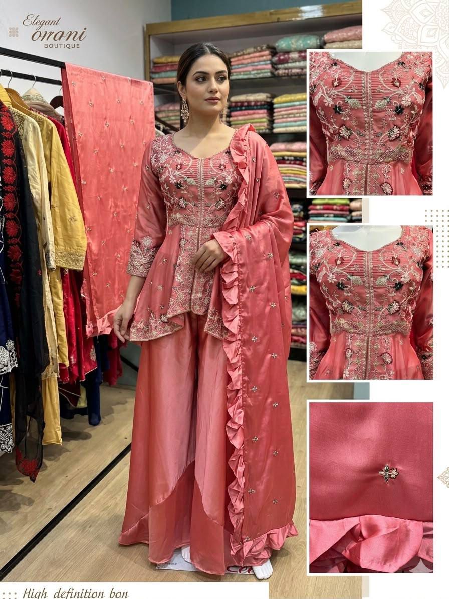 ✨ EXCLUSIVE AND TRENDY FOR WEDDING SEASON OUR SEQUENCE EMBROIDERED TOP, PLAZZO AND DUPATTA✨