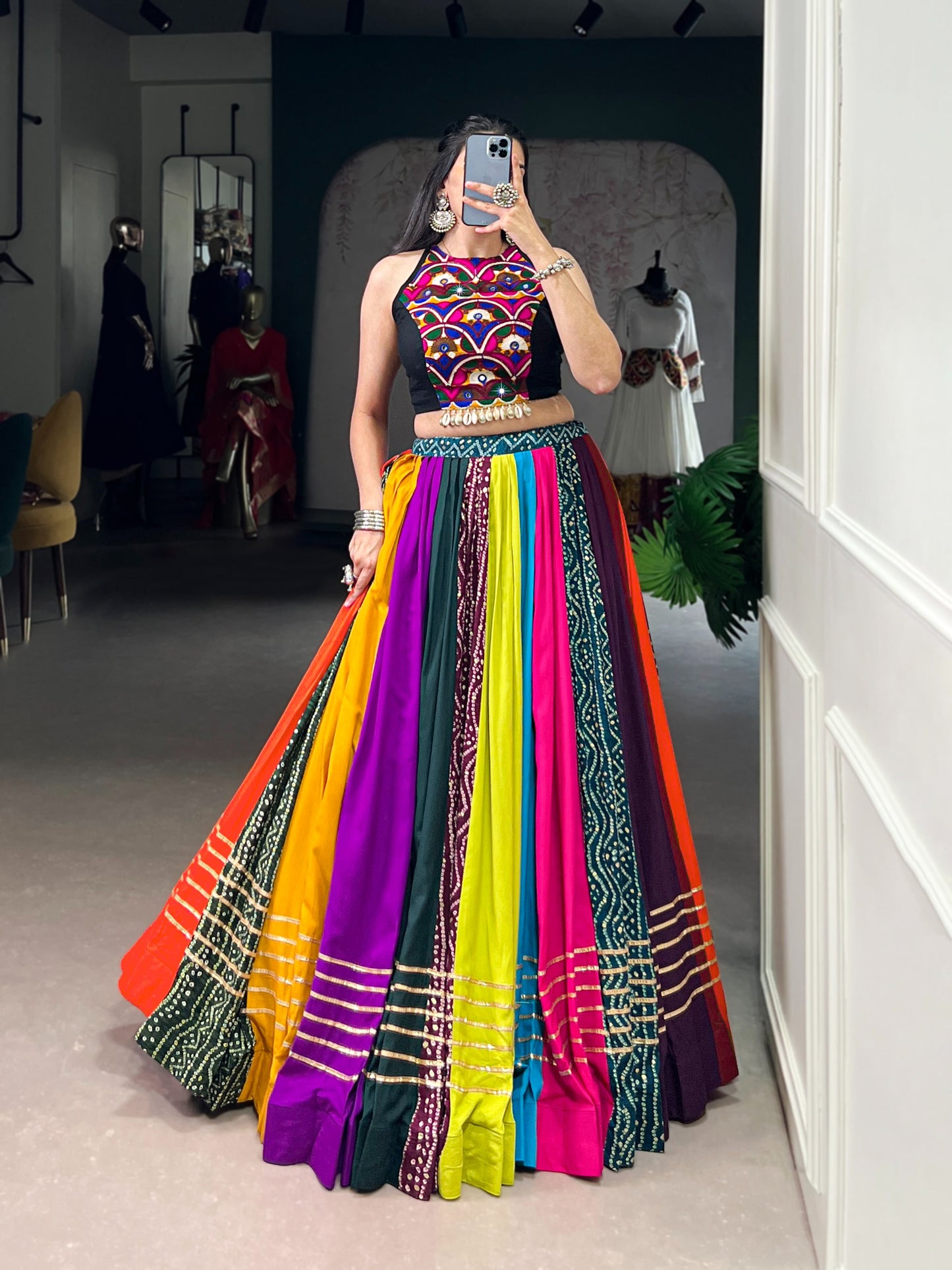 Pure Rayon Lehenga featuring Printed Design with Gota Patti Detailing