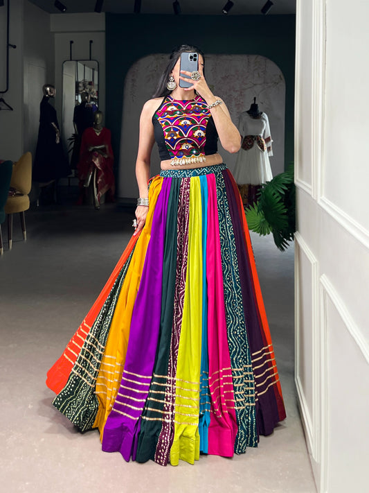 Pure Rayon Lehenga featuring Printed Design with Gota Patti Detailing
