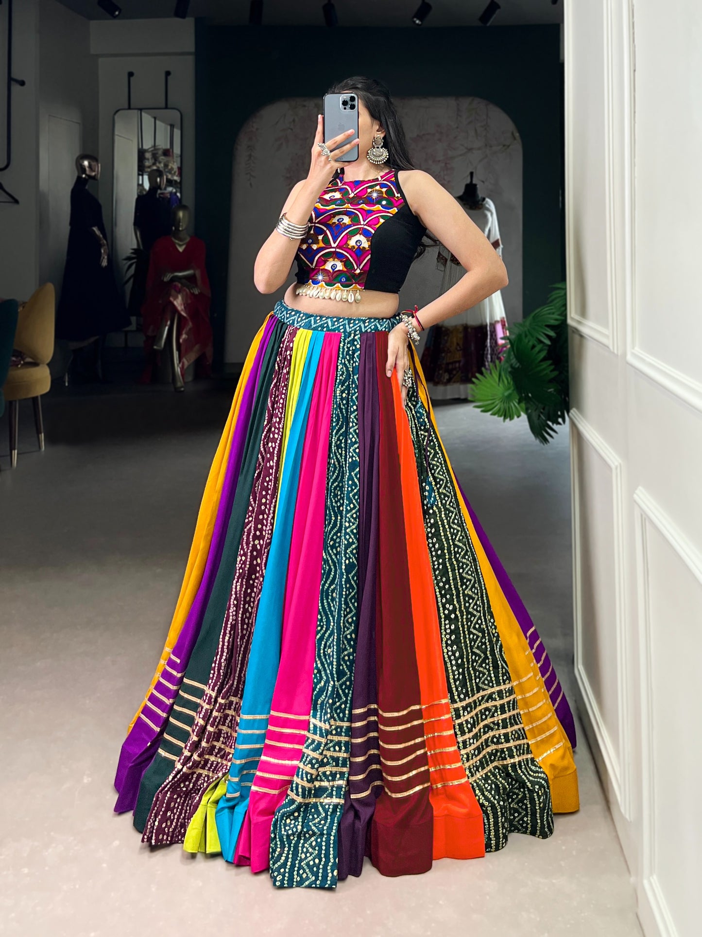 Pure Rayon Lehenga featuring Printed Design with Gota Patti Detailing
