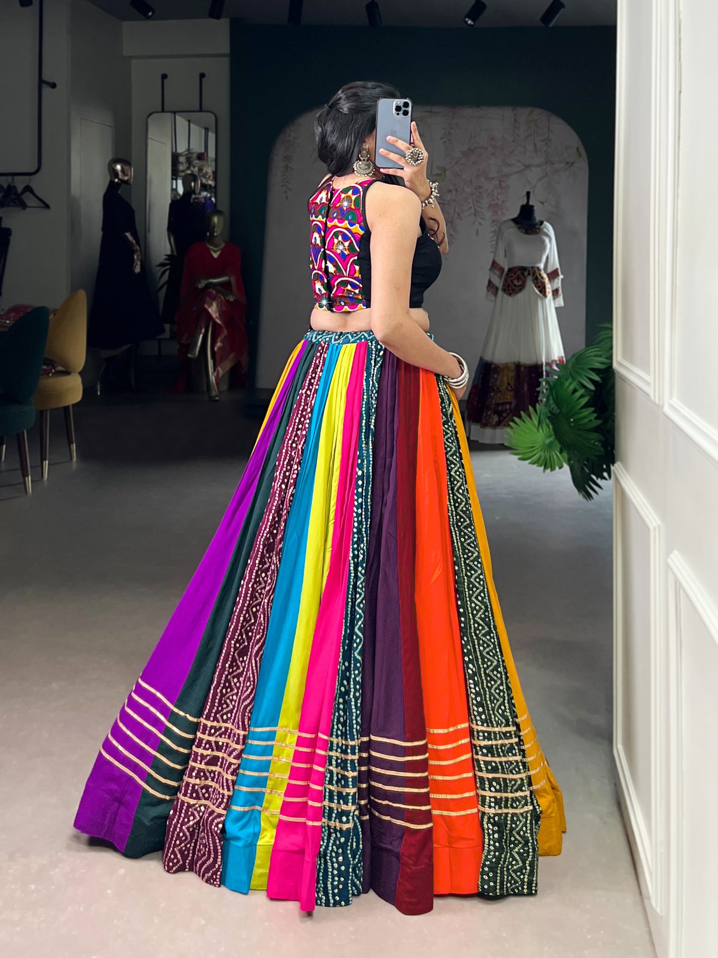 Pure Rayon Lehenga featuring Printed Design with Gota Patti Detailing