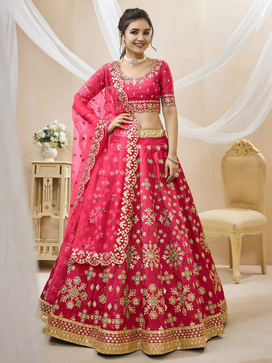 💗Rani Pink Foil Work Festive Lehenga Choli ✨💗