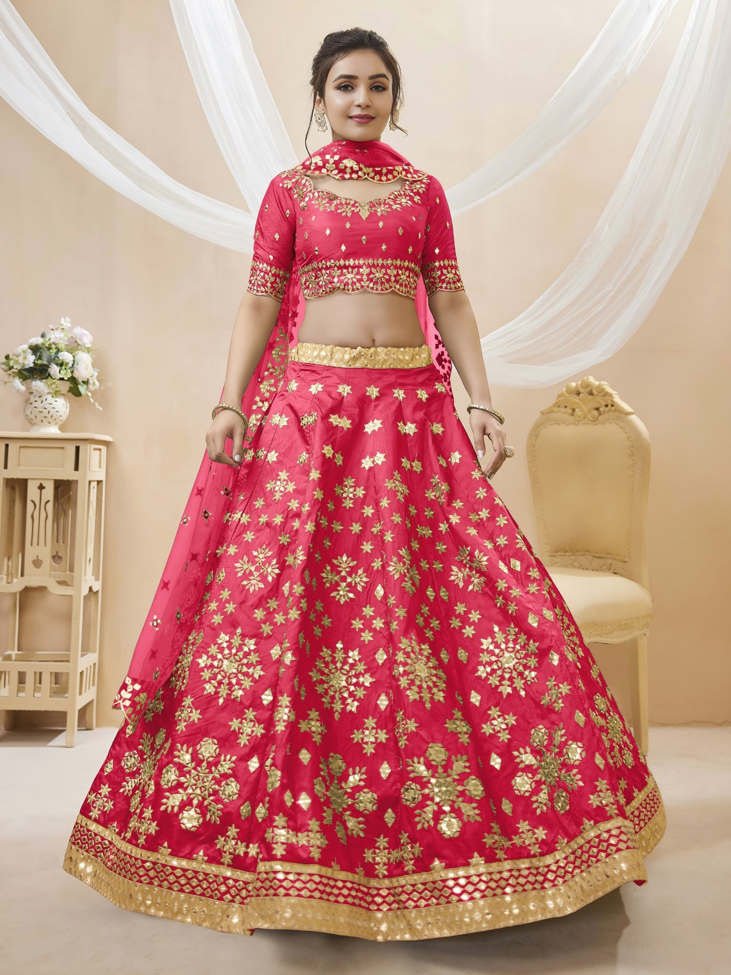 💗Rani Pink Foil Work Festive Lehenga Choli ✨💗