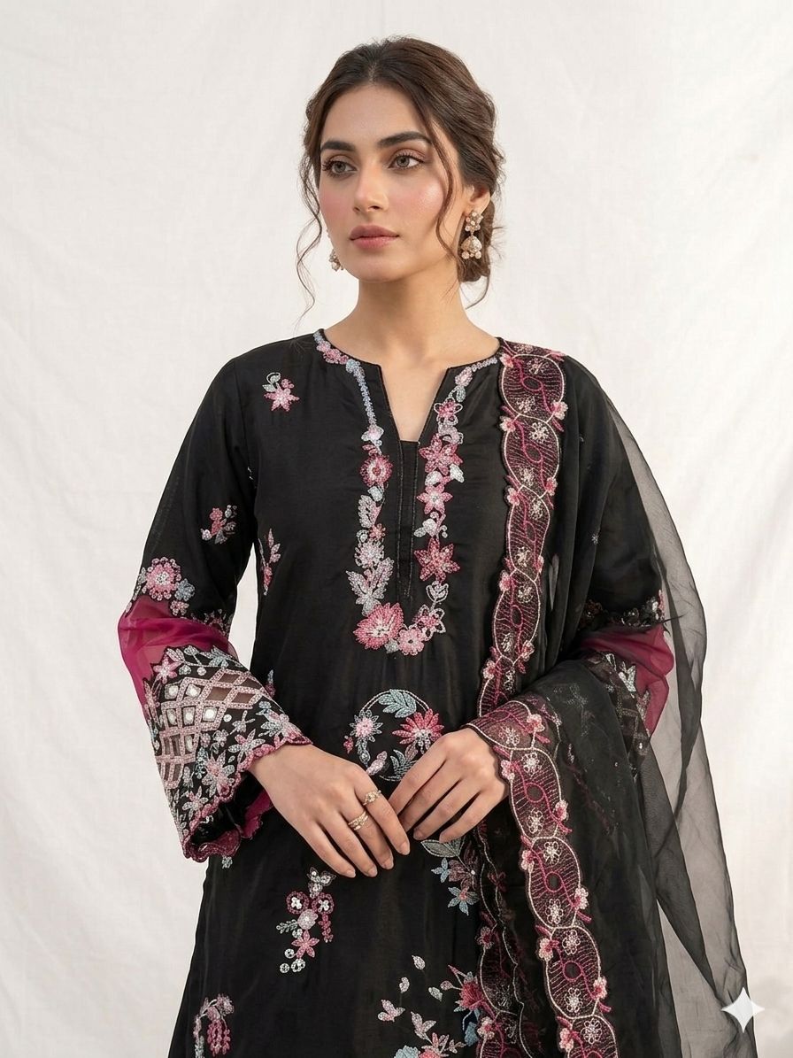 ✨ THIS WEDDING SEASON WEAR OUR BEAUTIFUL SEQUENCE EMBROIDERED WITH CUT WORKED TOP , PLAZZO WITH DUPATTA ✨