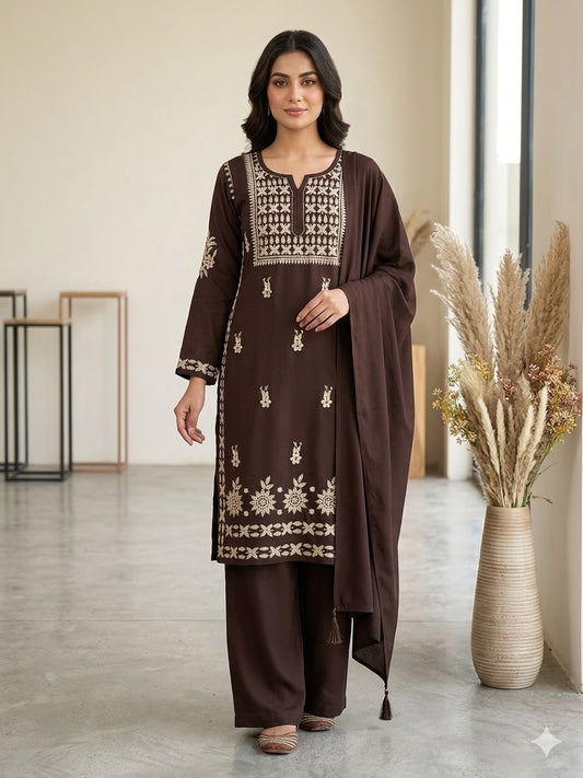 THIS SEASON, TRY OUR DESIGNER CHIKANKARI EMBROIDERED WORKED TOP PLAZZO WITH DUPATTA