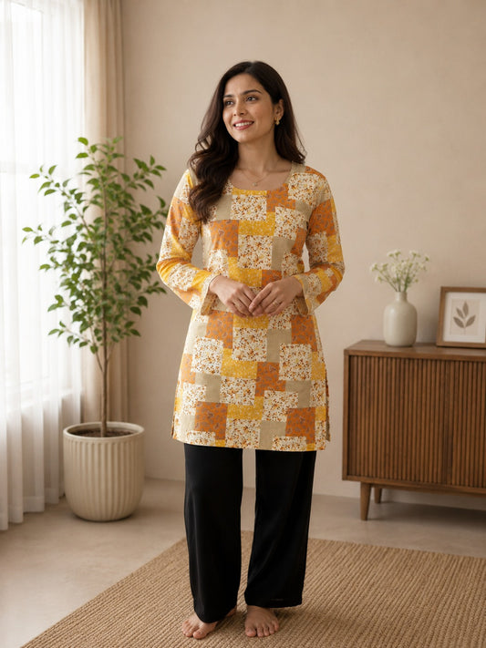 " ELEGANT WOMEN'S RAYON TOP | FLORAL PRINT, BELL SLEEVES & BACK DORI STYLE"