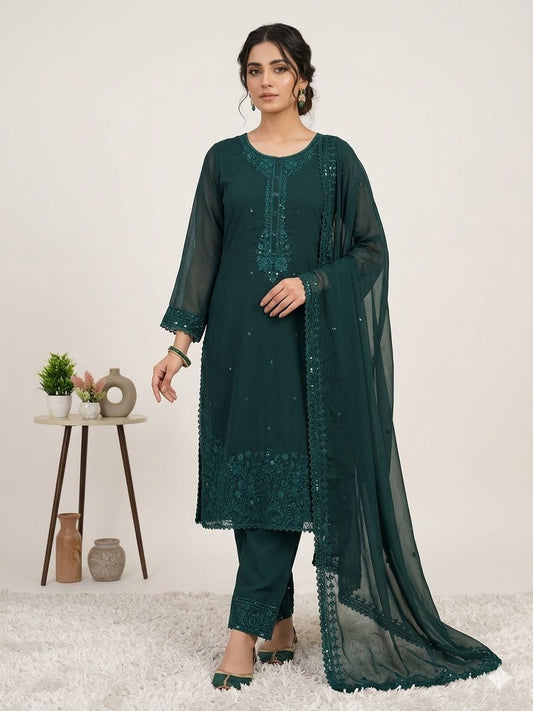 ✨ THIS WEDDING SEASON WEAR OUR BEAUTIFUL SEQUENCE EMBROIDERED TOP , PANT WITH DUPATTA ✨