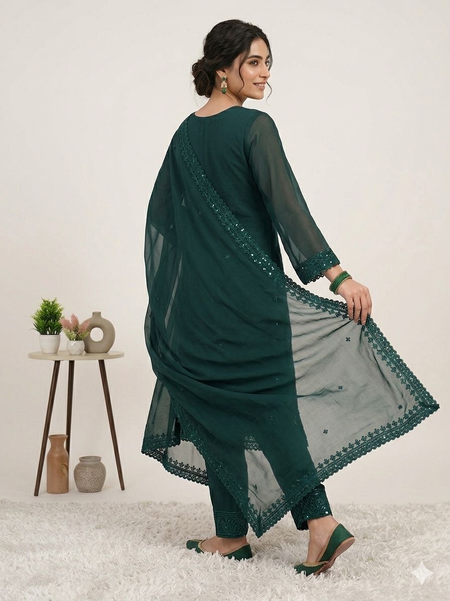 ✨ THIS WEDDING SEASON WEAR OUR BEAUTIFUL SEQUENCE EMBROIDERED TOP , PANT WITH DUPATTA ✨