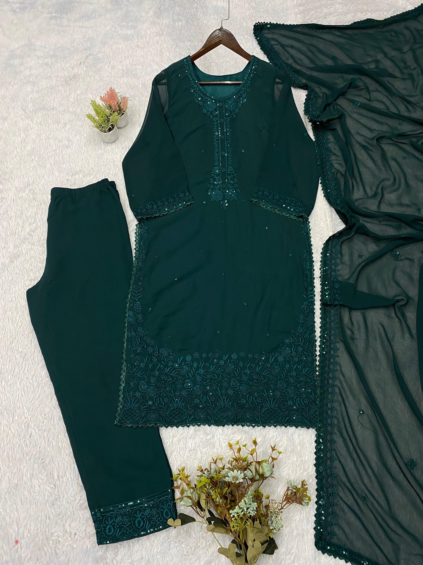 ✨ THIS WEDDING SEASON WEAR OUR BEAUTIFUL SEQUENCE EMBROIDERED TOP , PANT WITH DUPATTA ✨
