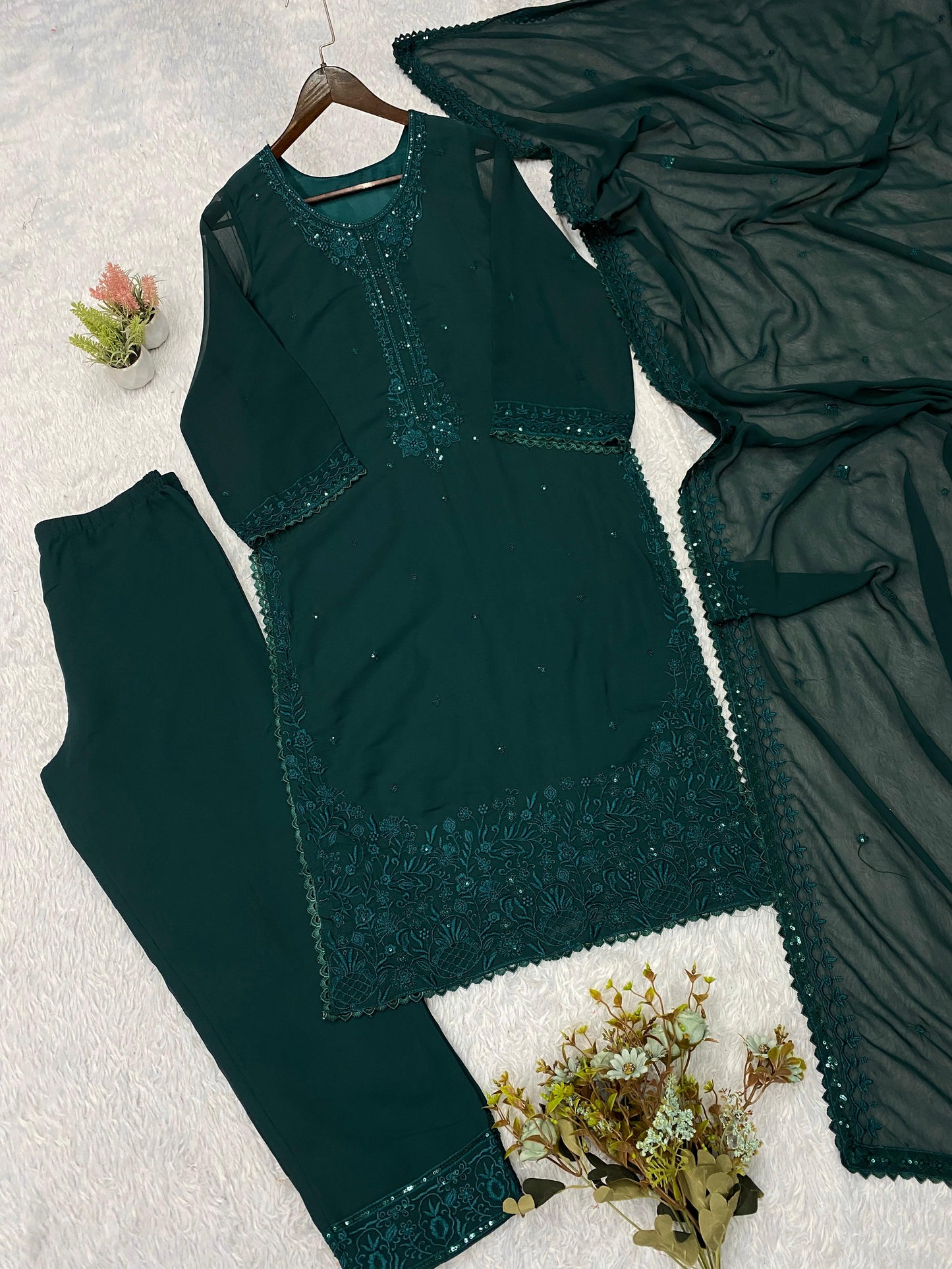 ✨ THIS WEDDING SEASON WEAR OUR BEAUTIFUL SEQUENCE EMBROIDERED TOP , PANT WITH DUPATTA ✨