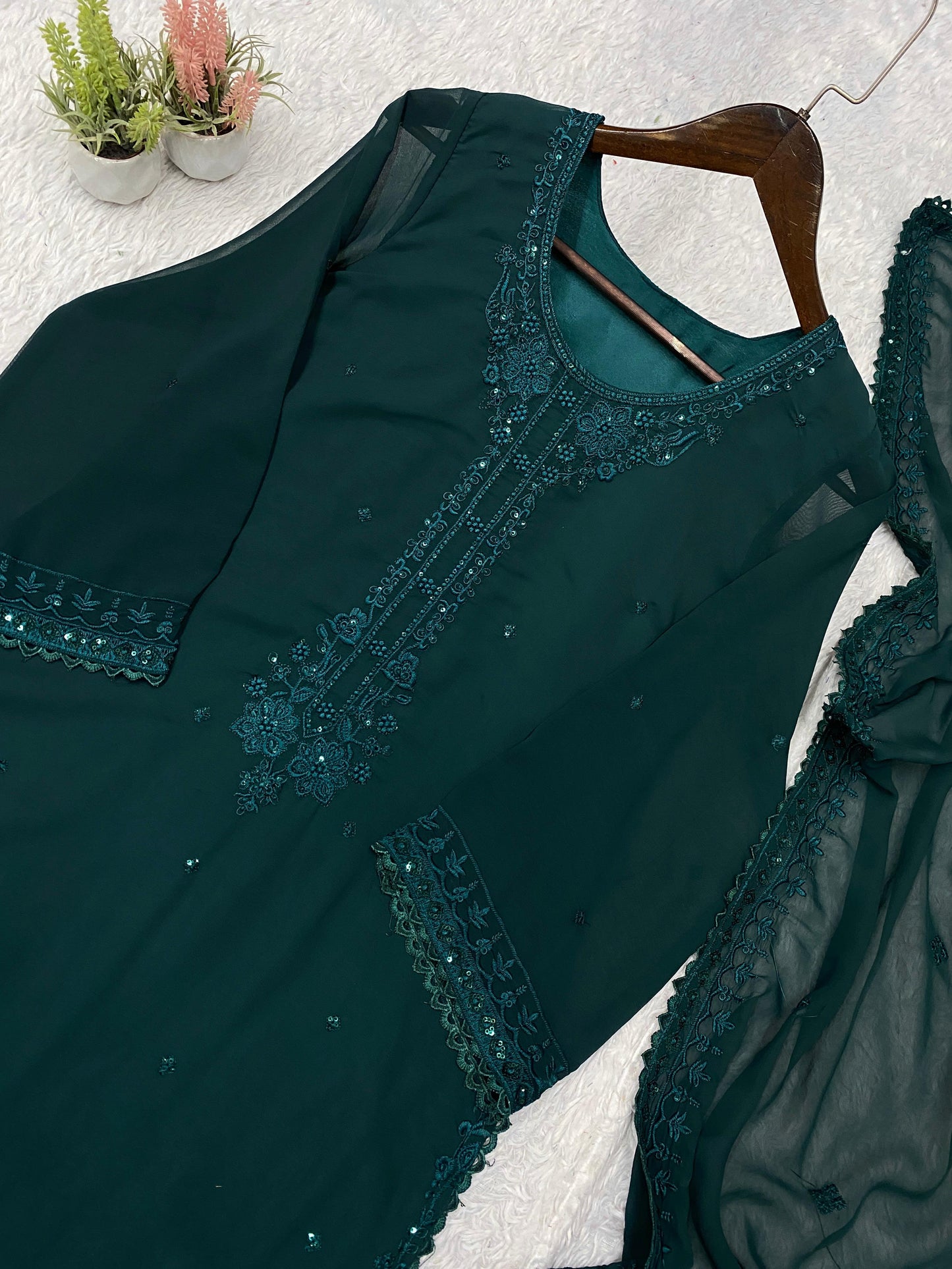 ✨ THIS WEDDING SEASON WEAR OUR BEAUTIFUL SEQUENCE EMBROIDERED TOP , PANT WITH DUPATTA ✨