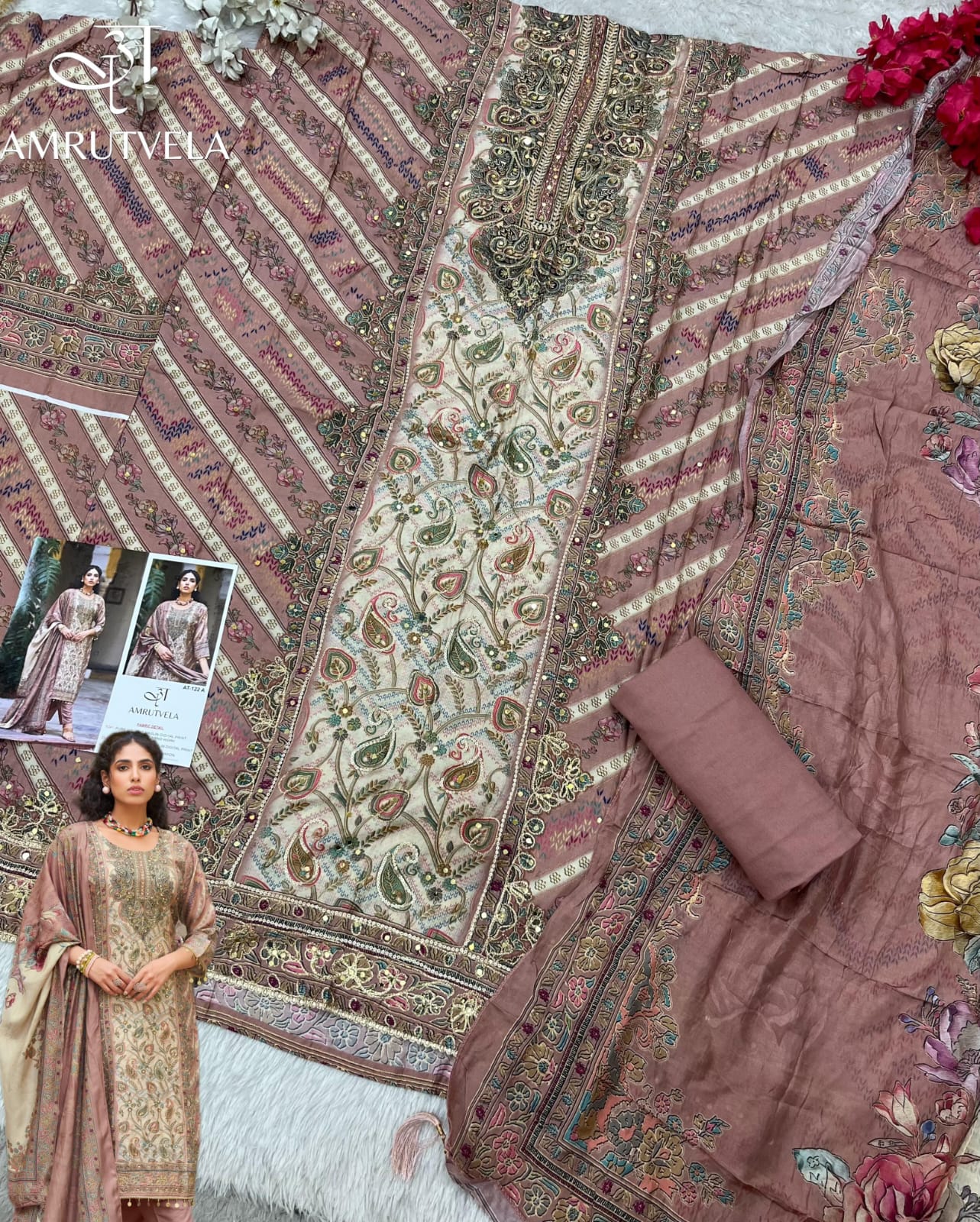 Paisley Printed salwar suit with Coin-Tassel Details