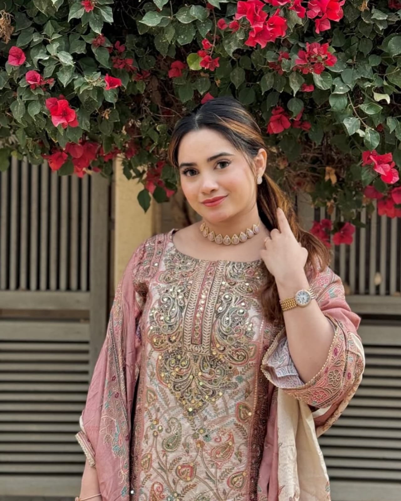 Paisley Printed salwar suit with Coin-Tassel Details