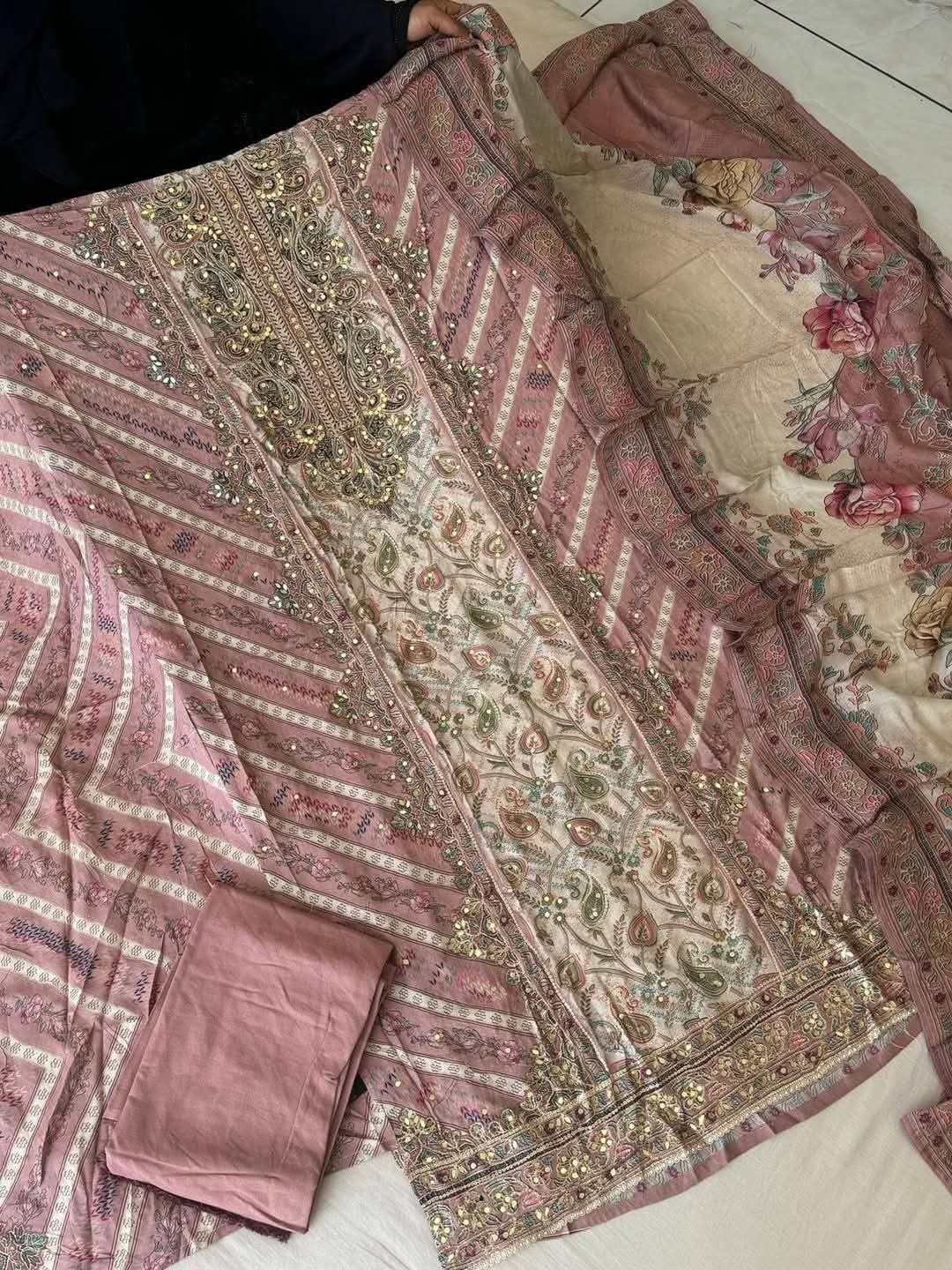 Paisley Printed salwar suit with Coin-Tassel Details