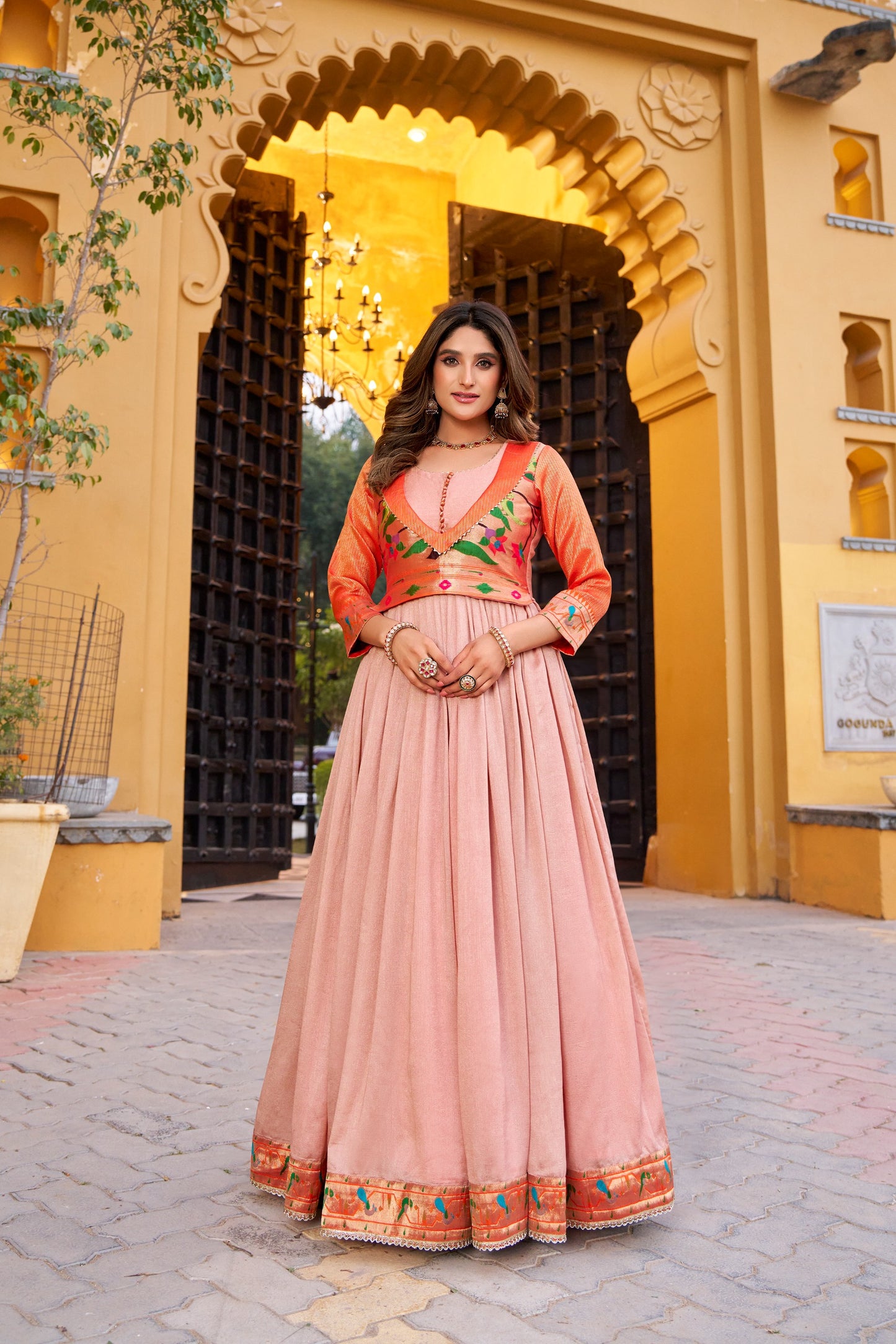 An elegant blend of comfort and tradition, designed in luxurious Vichitra Silk with a beautifully flowing flair