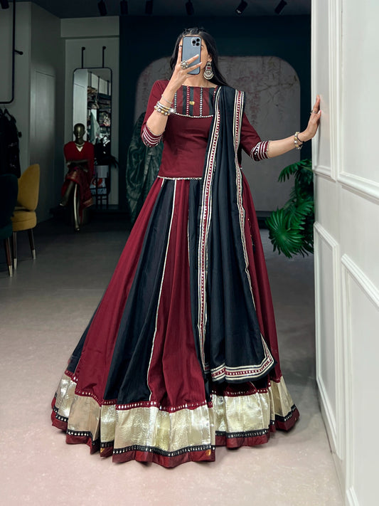 Chinon Fabric enhanced with Embossed Designer Lace and Real Mirror Lace Detailing.