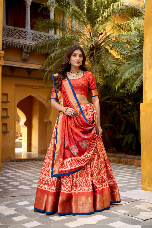 Dola silk lehenga choli featuring traditional batik artβmade to stand out beautifully π