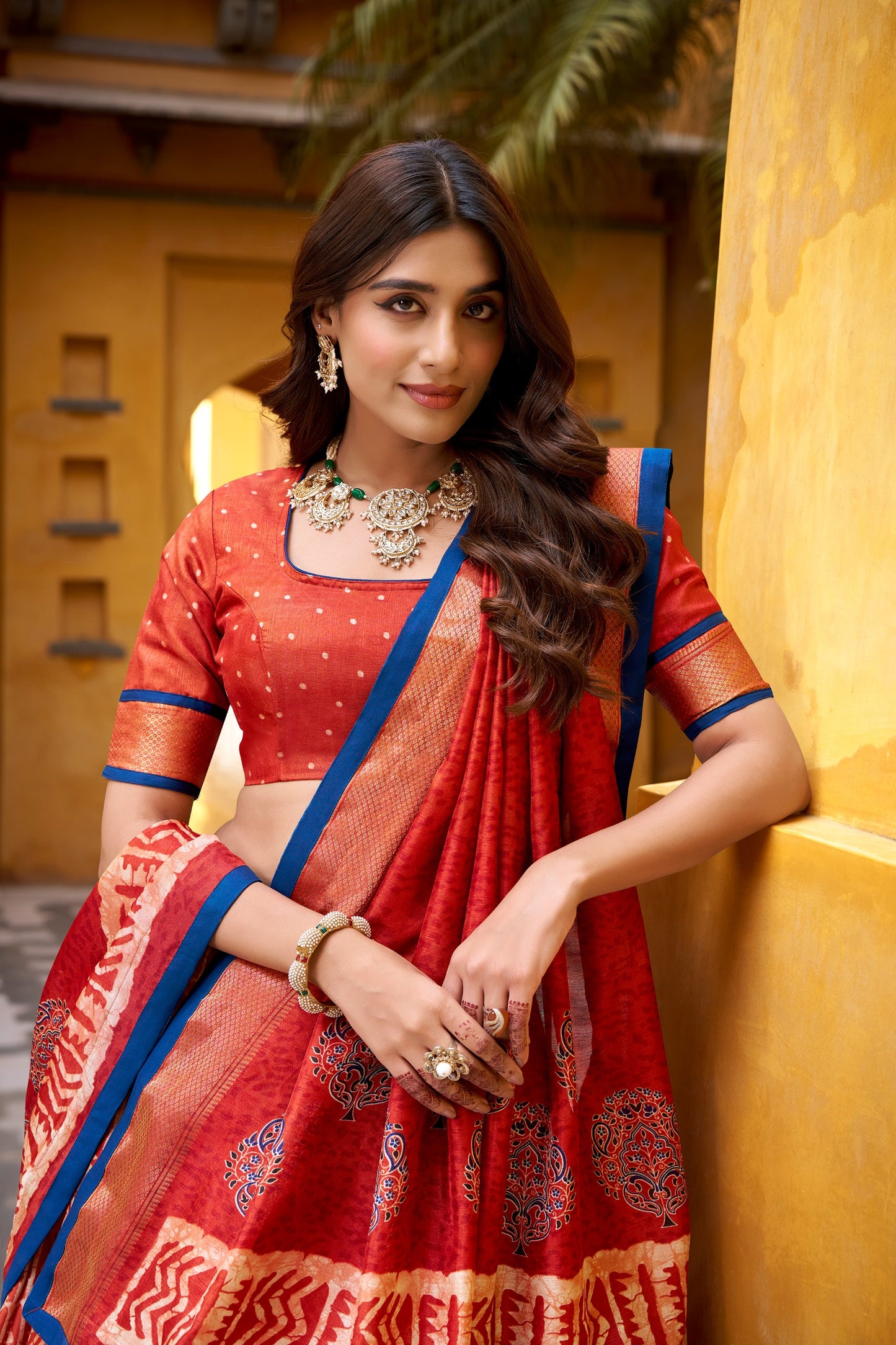 Dola silk lehenga choli featuring traditional batik art—made to stand out beautifully 🍁