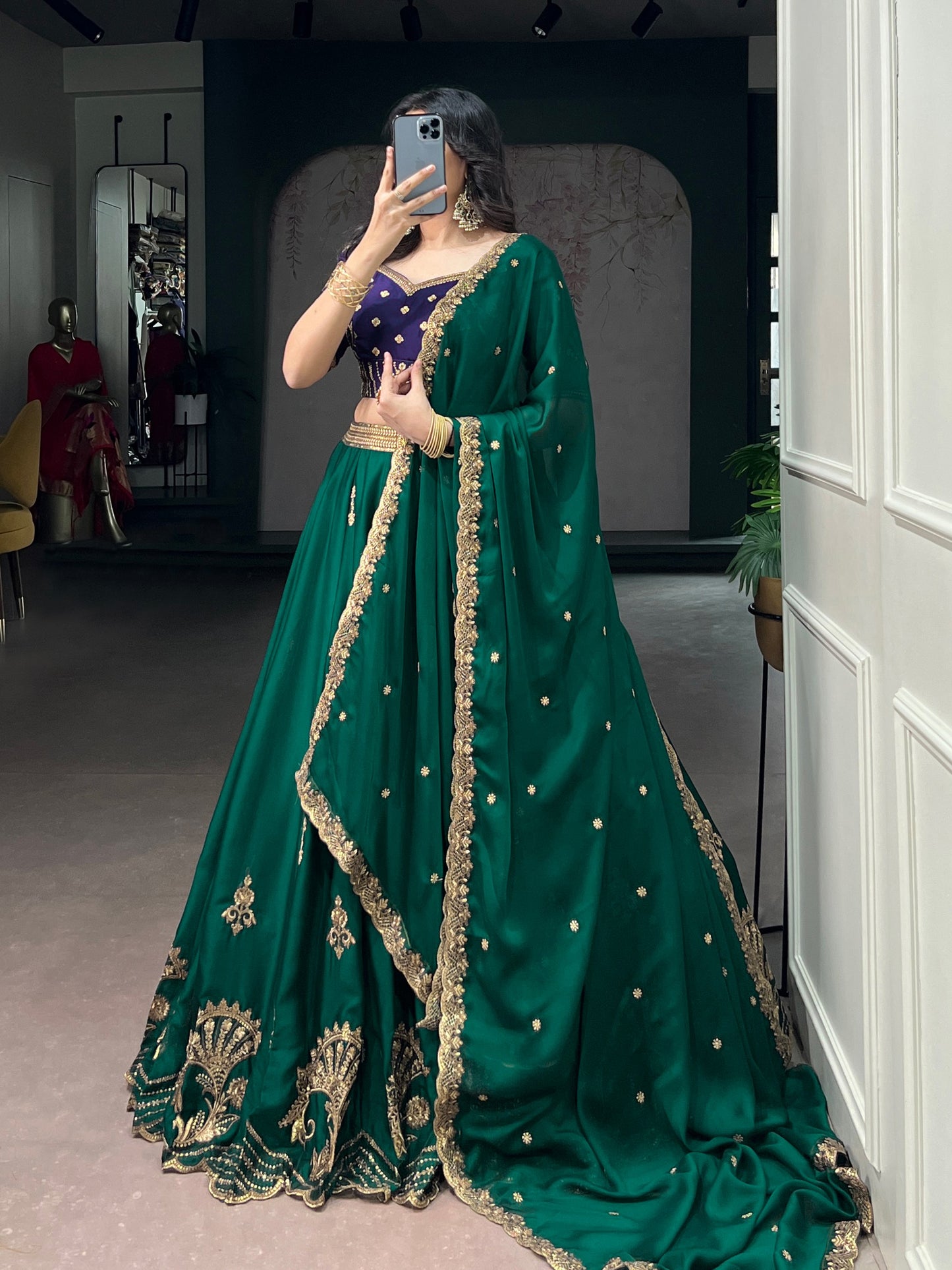 Rangoli silk fabric is a stylish synthetic silk-like fabric that gives a rich, traditional, and festive royal look without being too heavy ✨