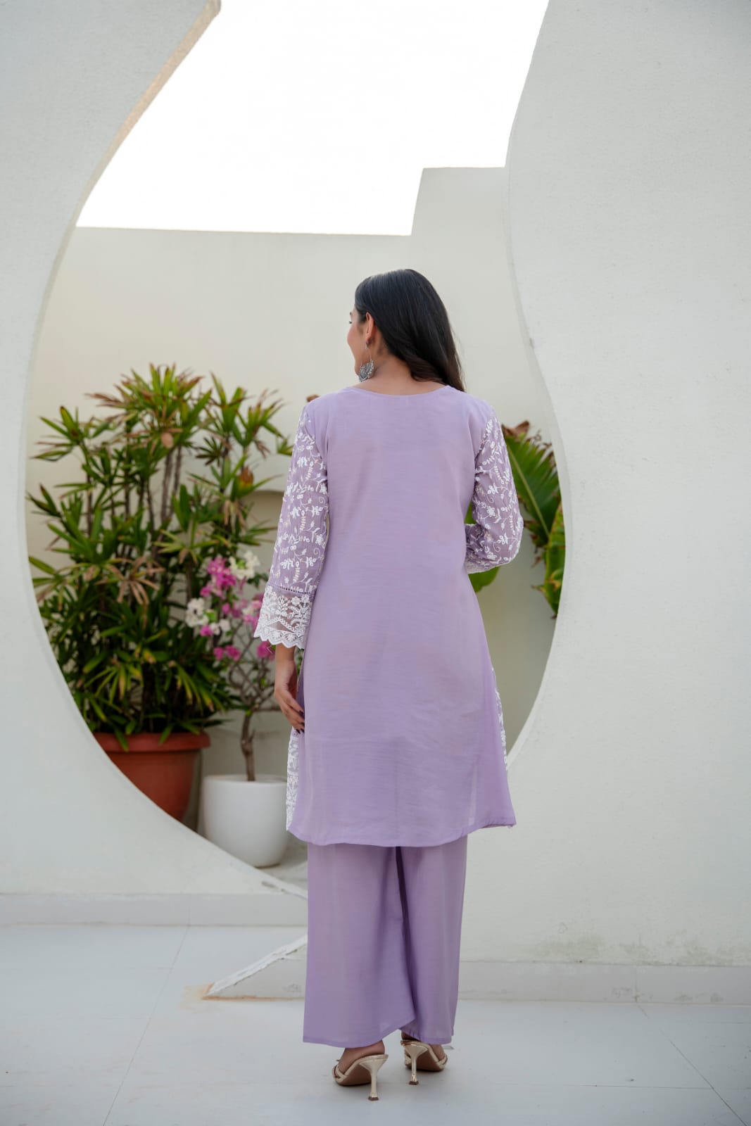 Women's Kurti Palazzo Set in Assorted Colors Mal Cotton with Sequin Embroidery and Four-Side Embroidered Dupatta
