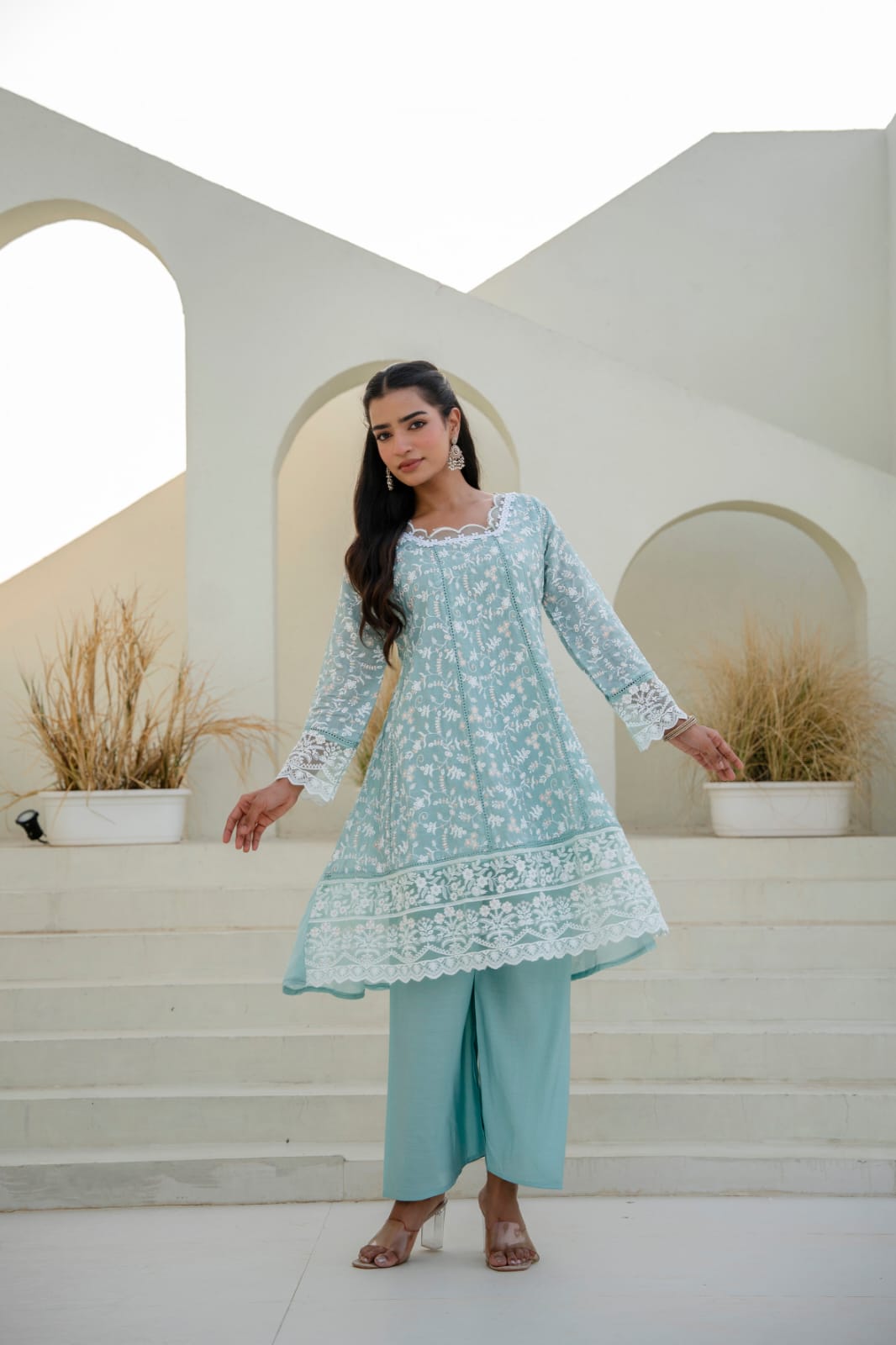 Women's Kurti Palazzo Set in Assorted Colors Mal Cotton with Sequin Embroidery and Four-Side Embroidered Dupatta