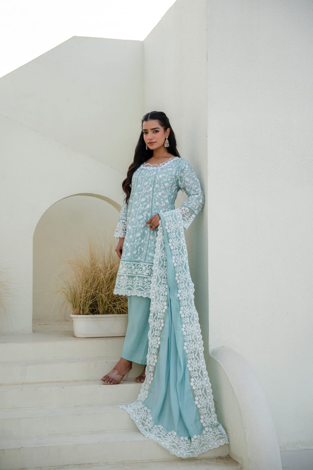 Women's Kurti Palazzo Set in Assorted Colors Mal Cotton with Sequin Embroidery and Four-Side Embroidered Dupatta