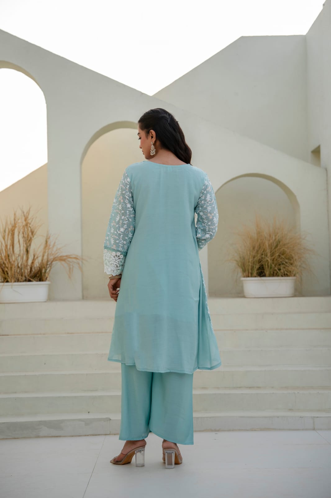 Women's Kurti Palazzo Set in Assorted Colors Mal Cotton with Sequin Embroidery and Four-Side Embroidered Dupatta