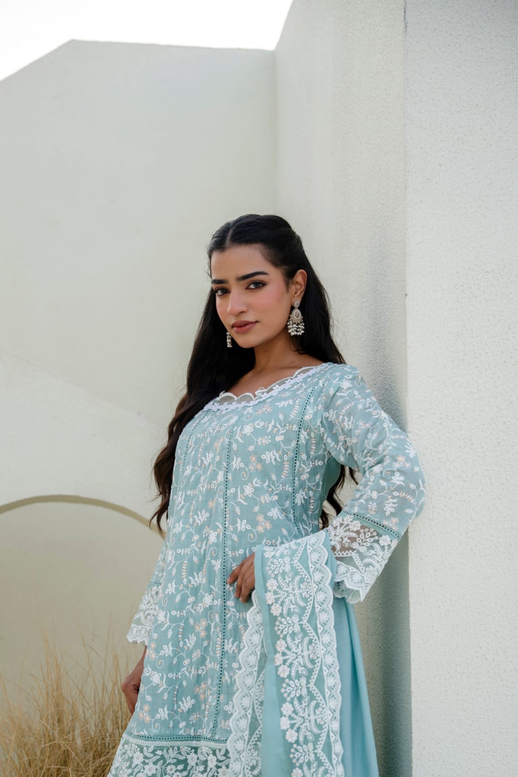 Women's Kurti Palazzo Set in Assorted Colors Mal Cotton with Sequin Embroidery and Four-Side Embroidered Dupatta