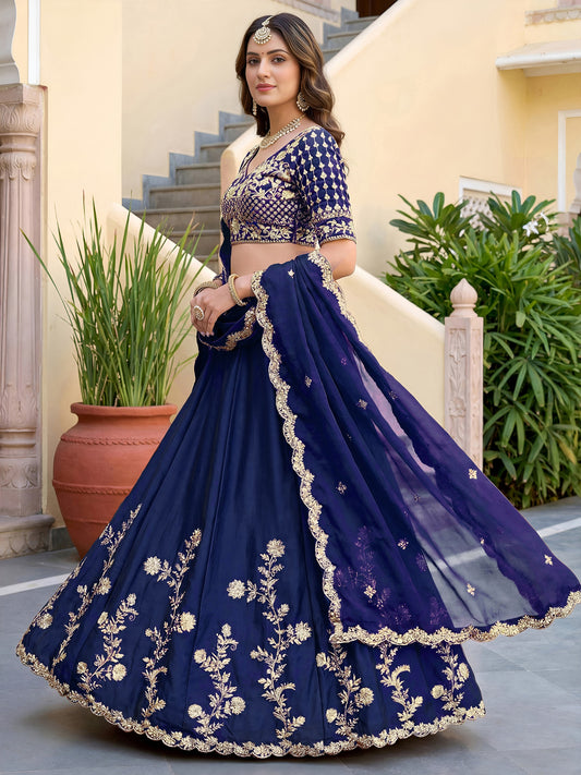 Women's Semi-Stitched Lehenga Catalog Set in Assorted Colors Rangoli Silk with Zari, Dori & Sequins Embroidery