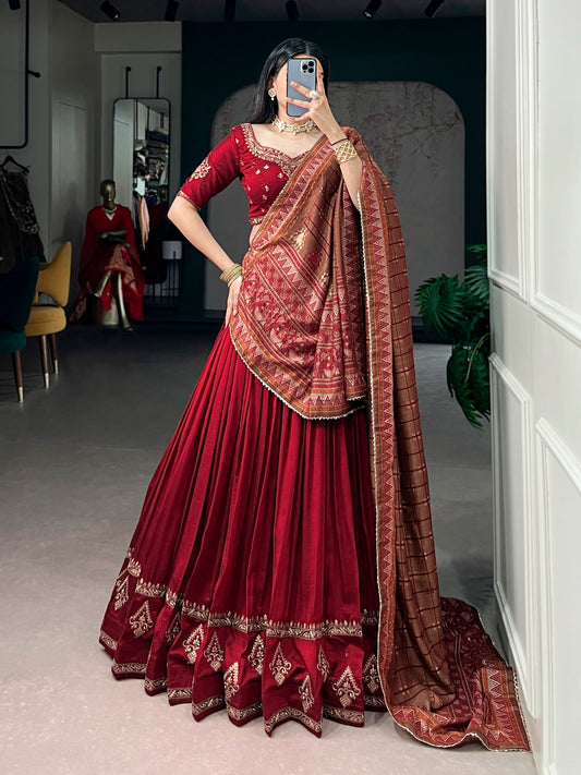Women's Lehenga Choli Catalog Set in Assorted Colors Vichitra Silk with Sequins and Thread Embroidery