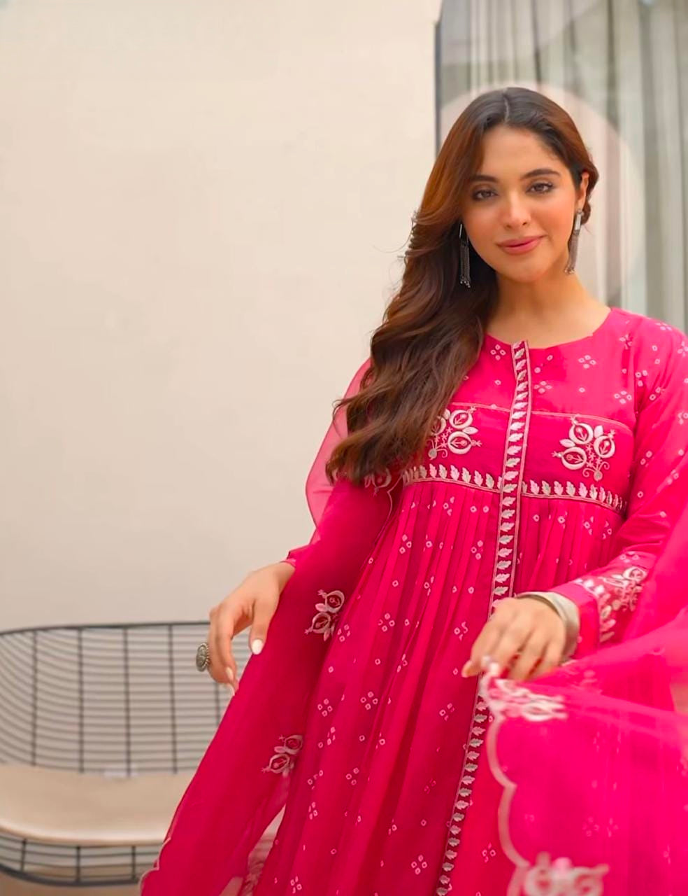 Women's Dress in Assorted Colors Pure Mal Cotton with Bandhani Print and Gota Detailing