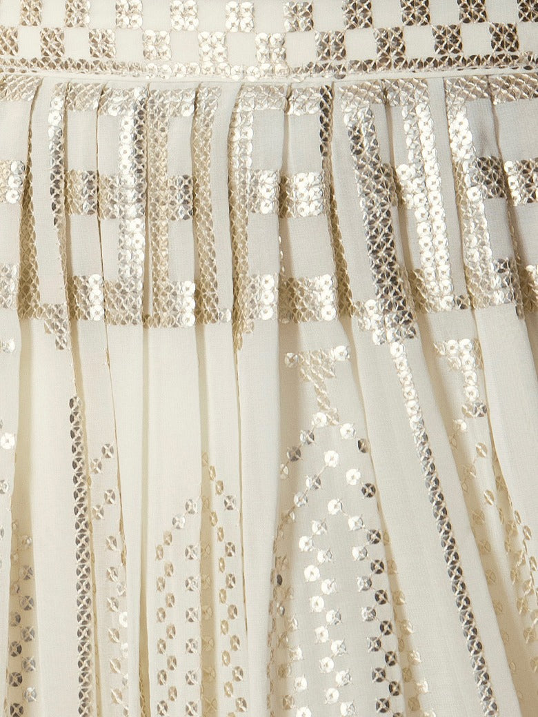 Women's Lehenga in Ivory Georgette with Thread & Sequins Embroidery