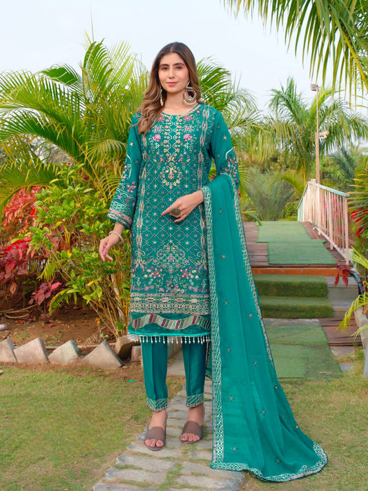 Women's Pakistani Salwar Kameez Catalog Set in Assorted Colors Chiffon with Heavy Floral Embroidery