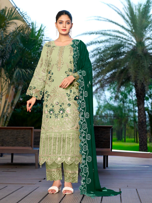 Women's Semi-Stitched Salwar Suit in Assorted Colors Heavy Faux Georgette with Hand Embroidery and Cutwork