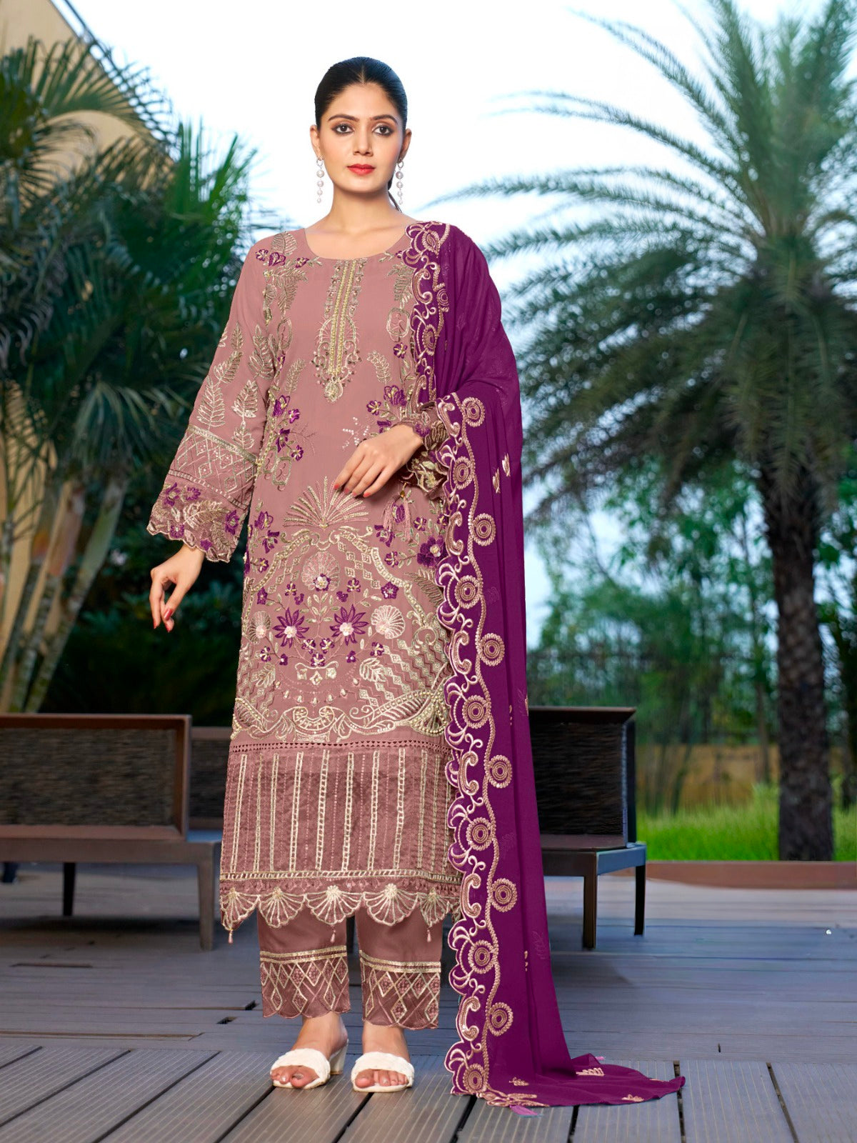 Women's Semi-Stitched Salwar Suit in Assorted Colors Heavy Faux Georgette with Hand Embroidery and Cutwork