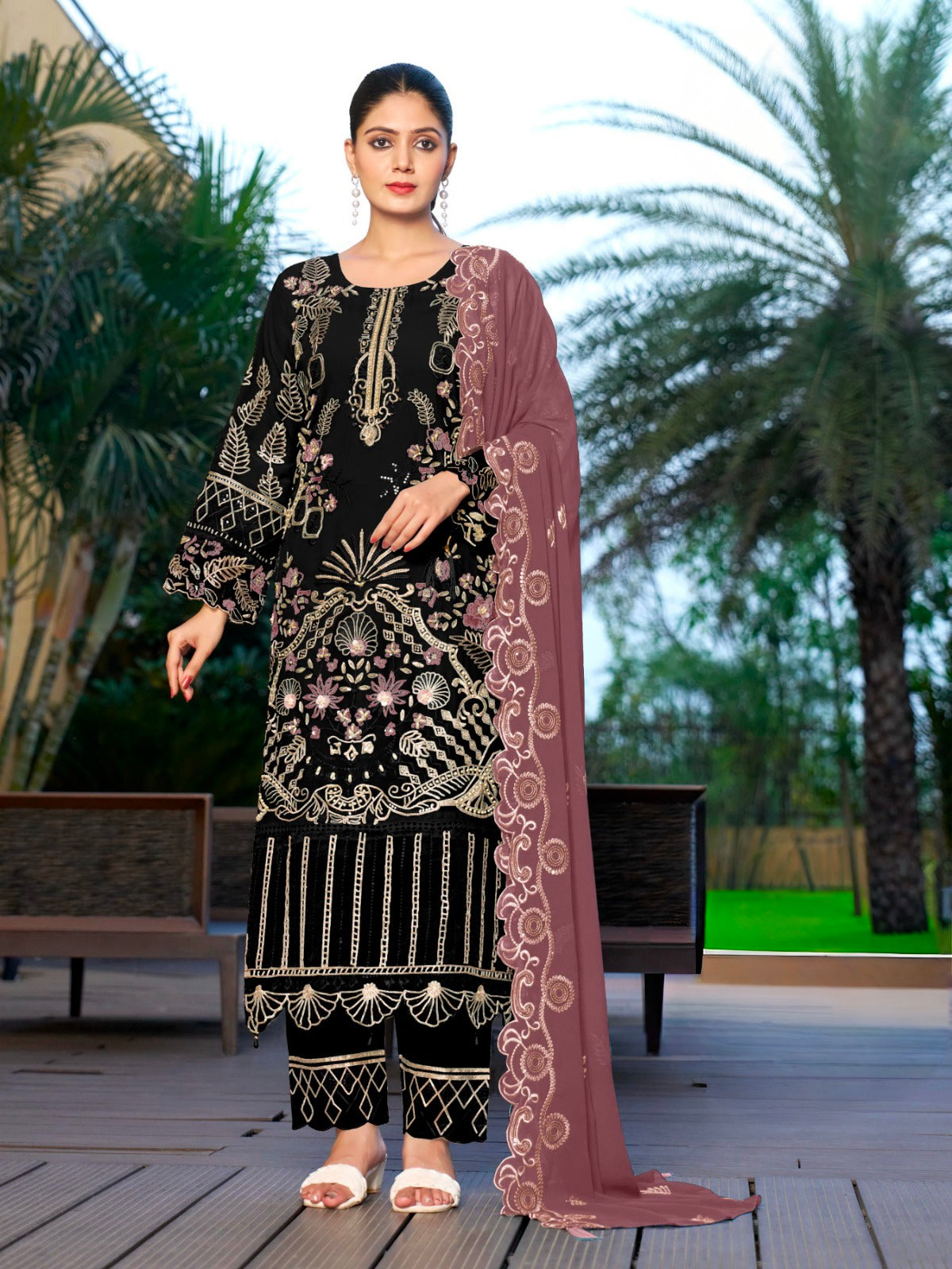 Women's Semi-Stitched Salwar Suit in Assorted Colors Heavy Faux Georgette with Hand Embroidery and Cutwork