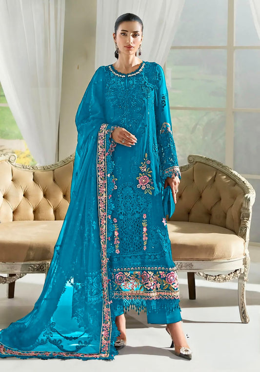 Women's Semi-Stitched Salwar Suit Catalog Set in Assorted Colors Organza with Heavy Embroidery and Cutwork