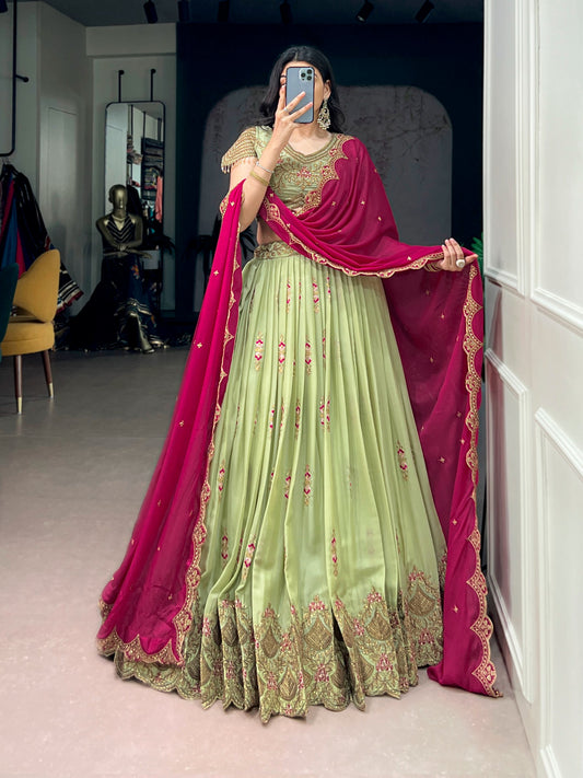 Women's Lehenga Choli Catalog Set in Assorted Colors Star Georgette with Zari Sequins and Resham Embroidery
