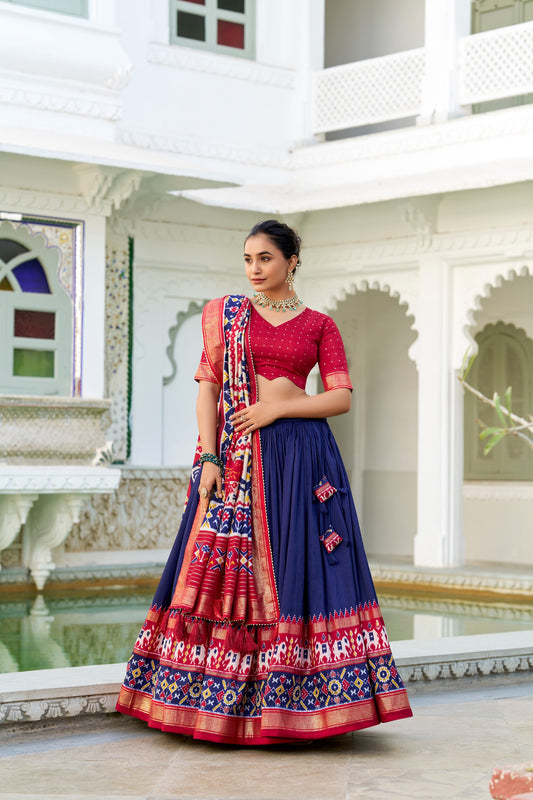 Women's Lehenga Choli Catalog Set in Assorted Colors Tussar Silk with Patola Print Foil Work