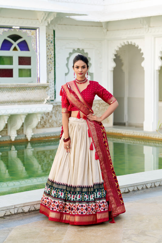 Women's Lehenga Choli Catalog Set in Assorted Colors Tussar Silk with Patola Print Foil Work