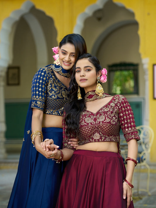 Women's Lehenga Choli Set in Assorted Colors Rangoli Silk with Sequins and Thread Embroidery