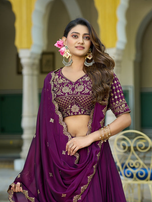 Women's Lehenga Choli Set in Assorted Colors Rangoli Silk with Sequins and Thread Embroidery