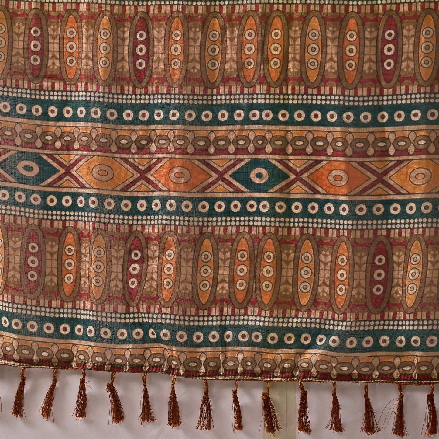 Women's Linen Cotton Saree in Olive Brown with Floral Digital Print