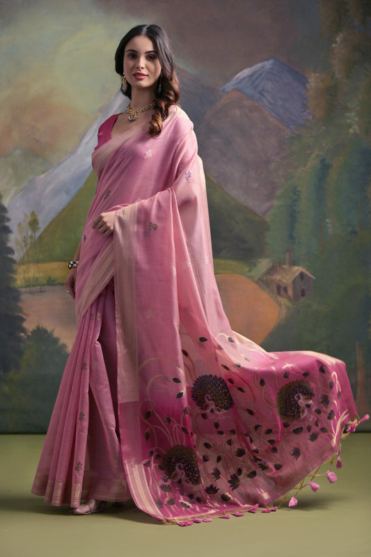 Women's Muga Cotton Saree Catalog Set in Assorted Colors with Resham Weaving Pallu