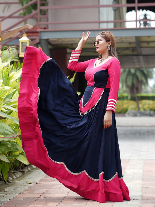 Women's Navratri Chaniya Choli in Assorted Colors Pure Rayon Cotton with Mirror Lace Work