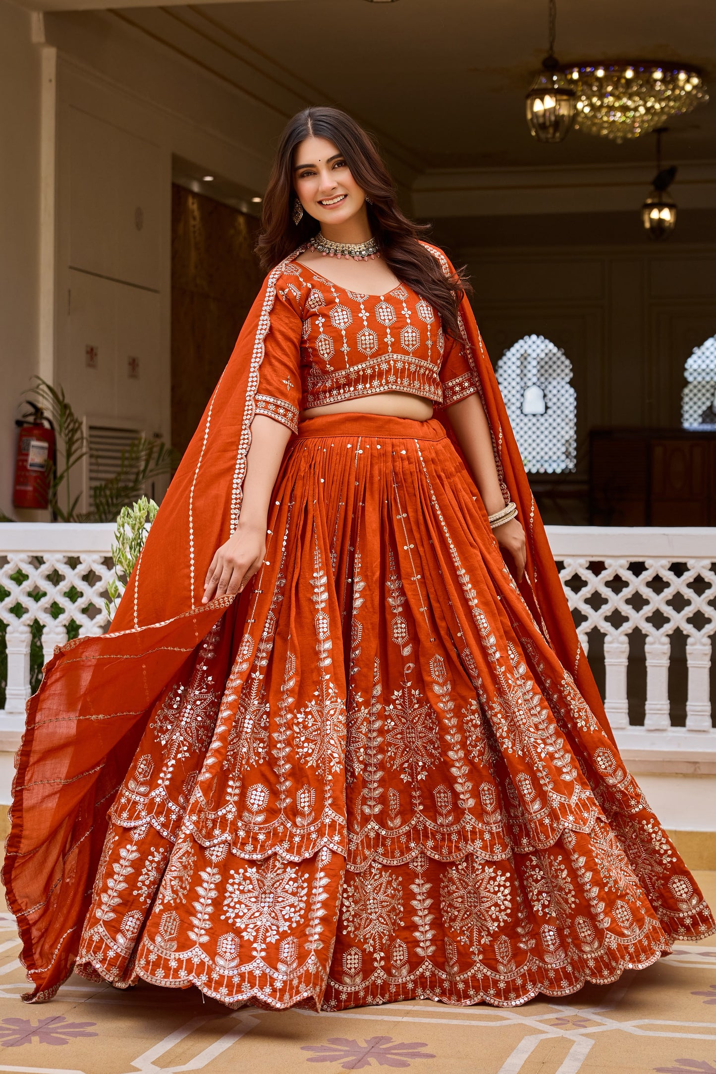 Women's Lehenga Choli in Assorted Colors Pure Vichitra Fabric with Sequins Embroidery